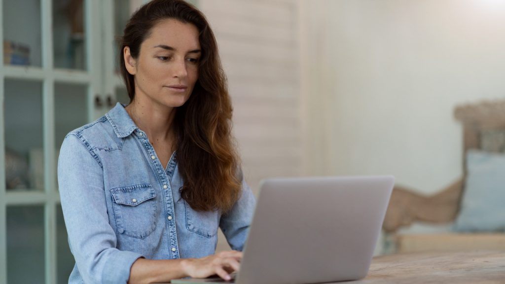 a person works at a computer