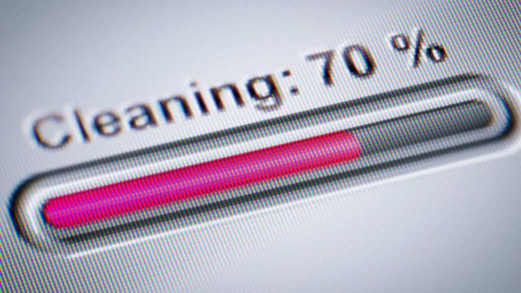 Close up of progress bar labeled "cleaning" at 70 percent complete | data cleaning | Linkpoint360