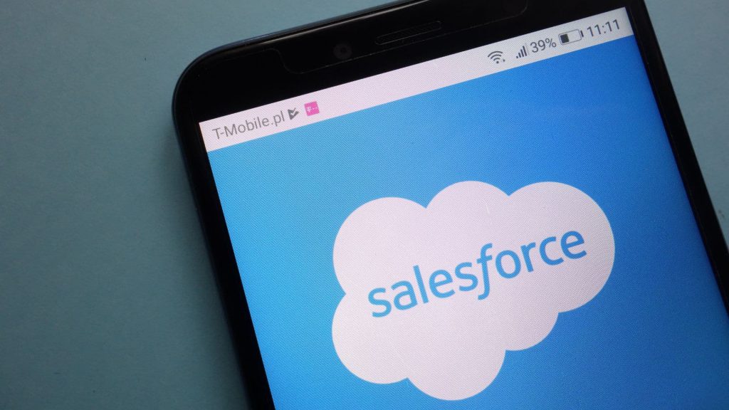 Close up of Salesforce Logo on Smartphone Display | AI and Salesforce