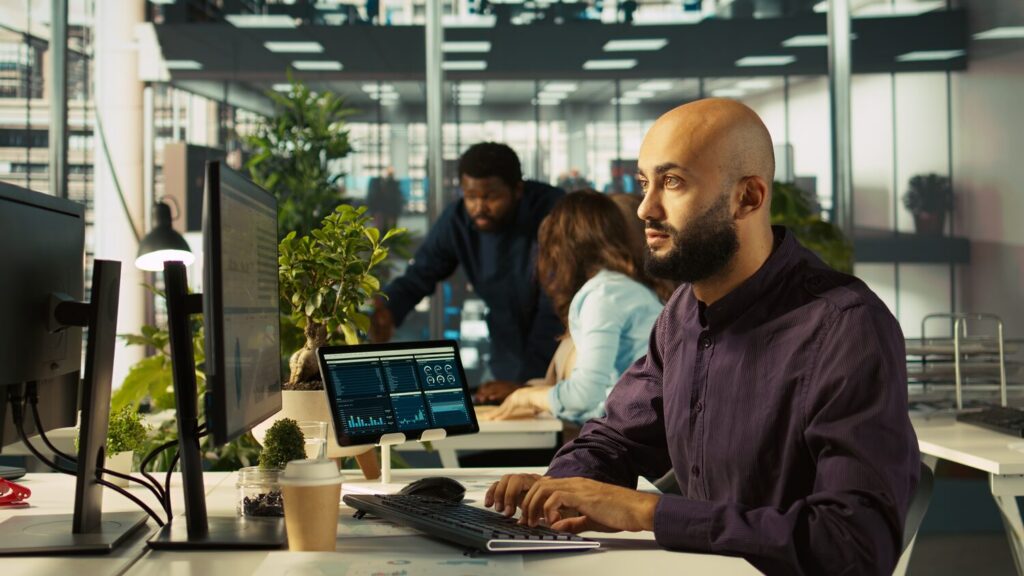 Man entering data into a system | CRM statistics